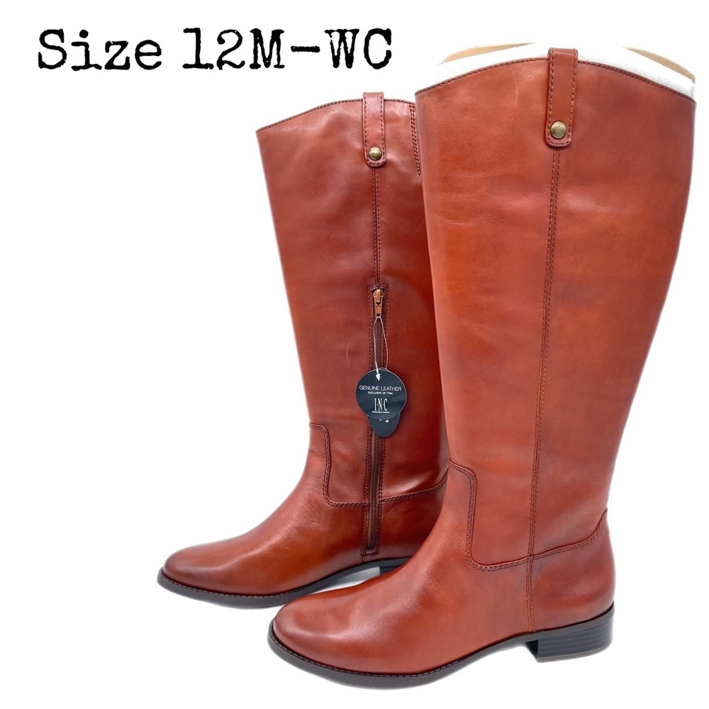 Inc International Concepts Fawne Wide-Calf Riding Leather Boots NIB Size 12M-WC